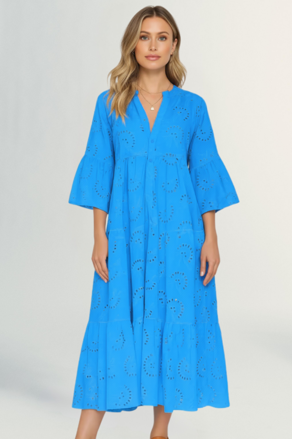 Léonie | Women’s Embroidered Cotton Maxi Dress