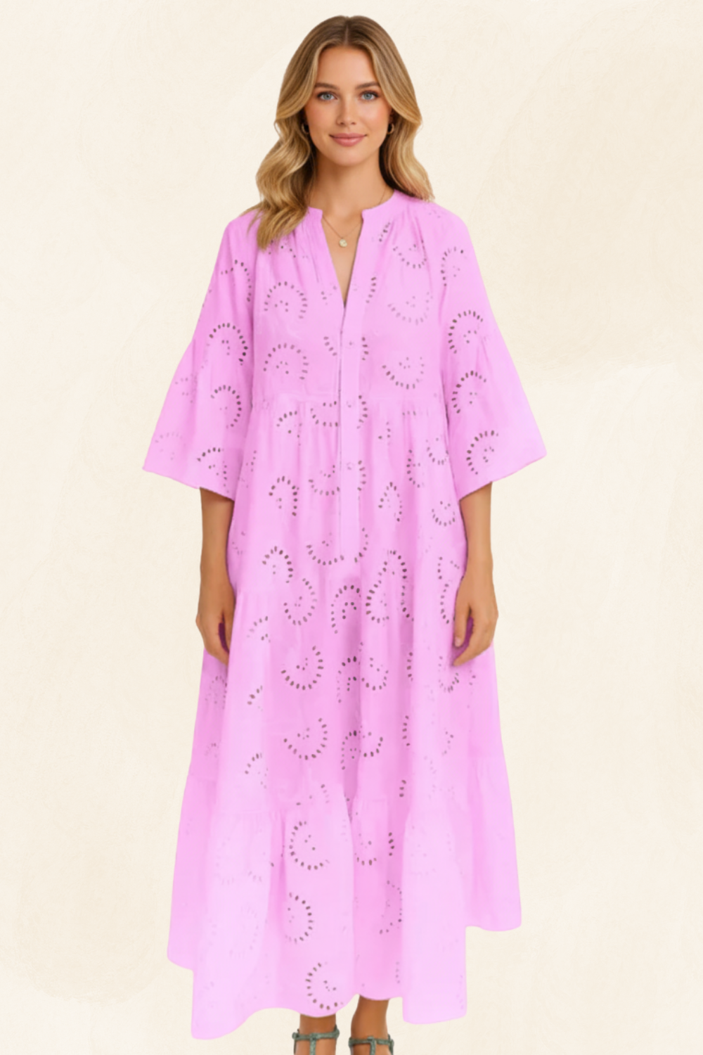 Léonie | Women’s Embroidered Cotton Maxi Dress