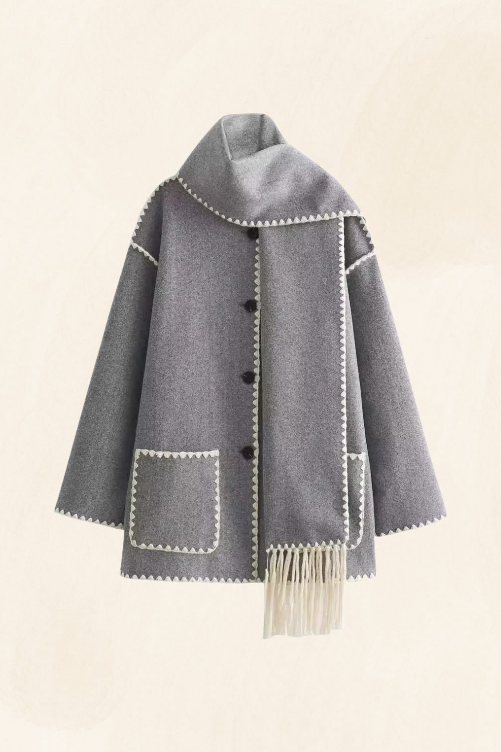 Roche Seraphine | Women's Wrapped Contrast Scarf Coat