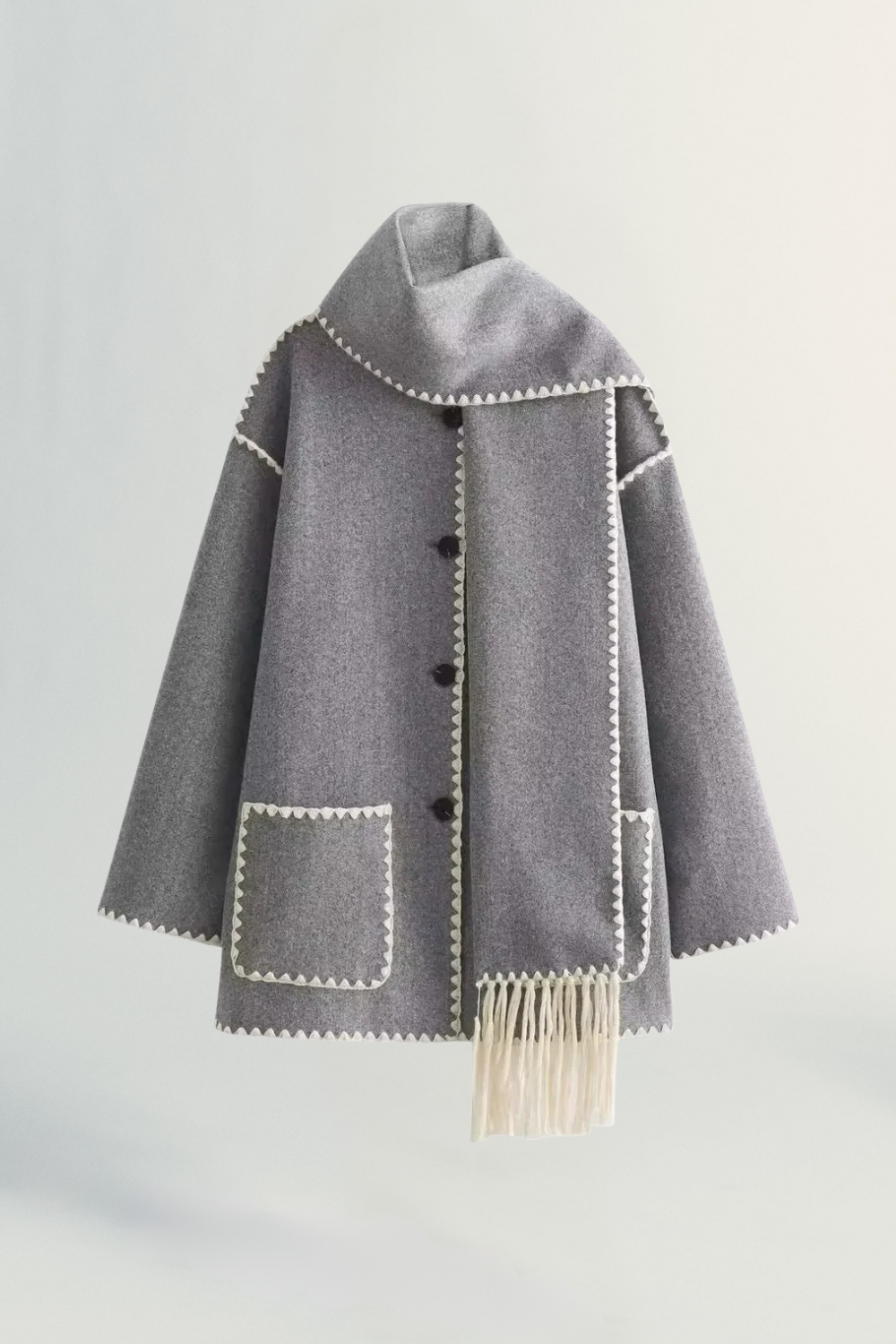 Roche Seraphine | Women's Wrapped Contrast Scarf Coat