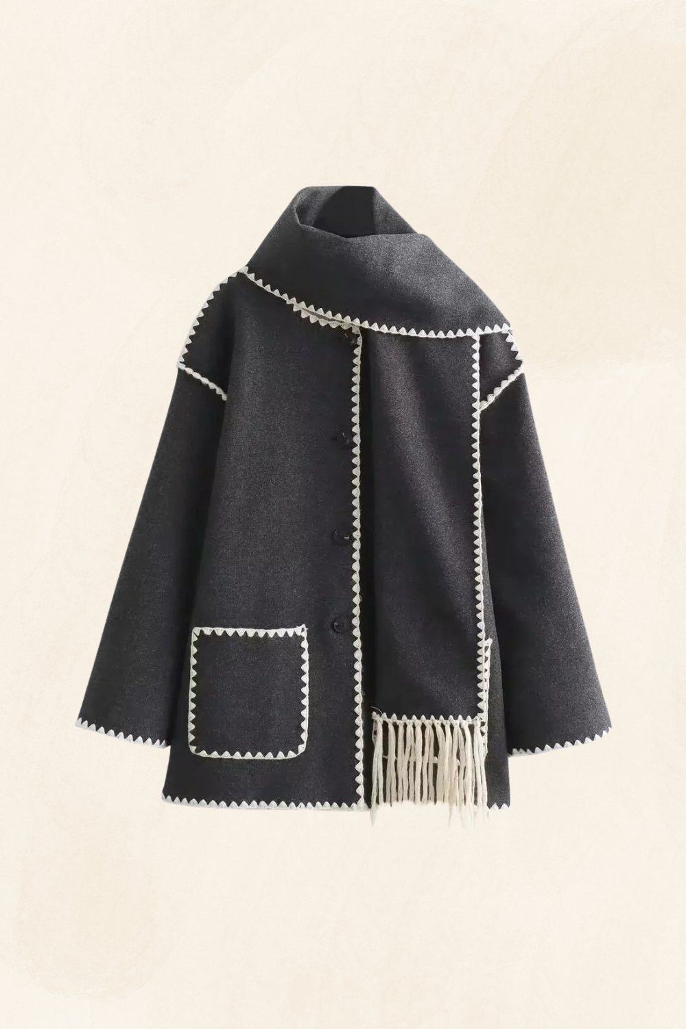 Roche Seraphine | Women's Wrapped Contrast Scarf Coat