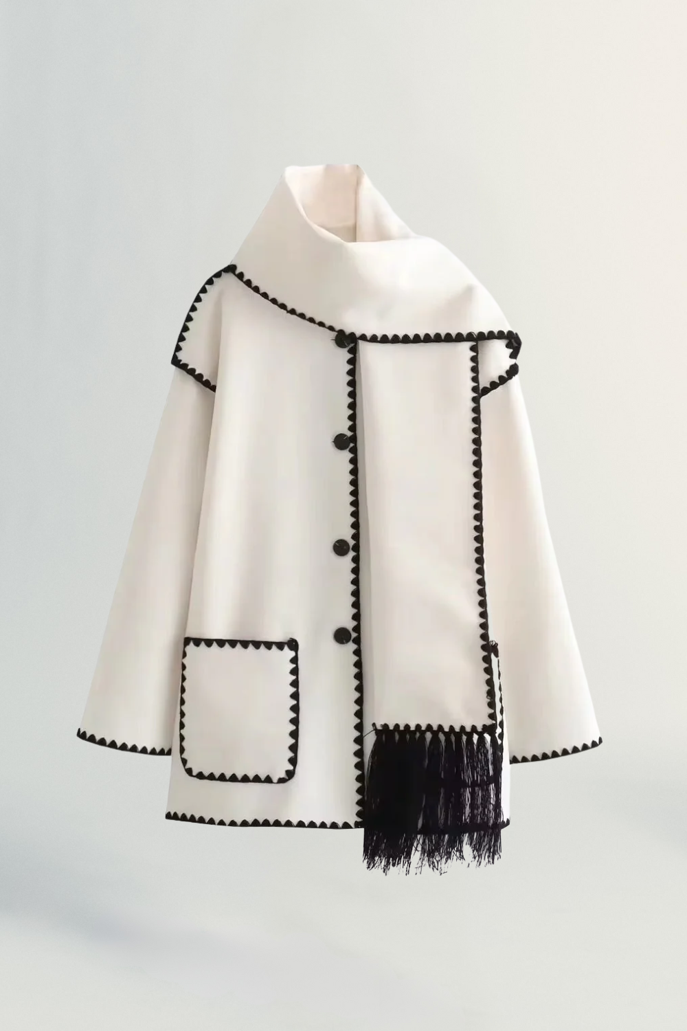 Roche Seraphine | Women's Wrapped Contrast Scarf Coat