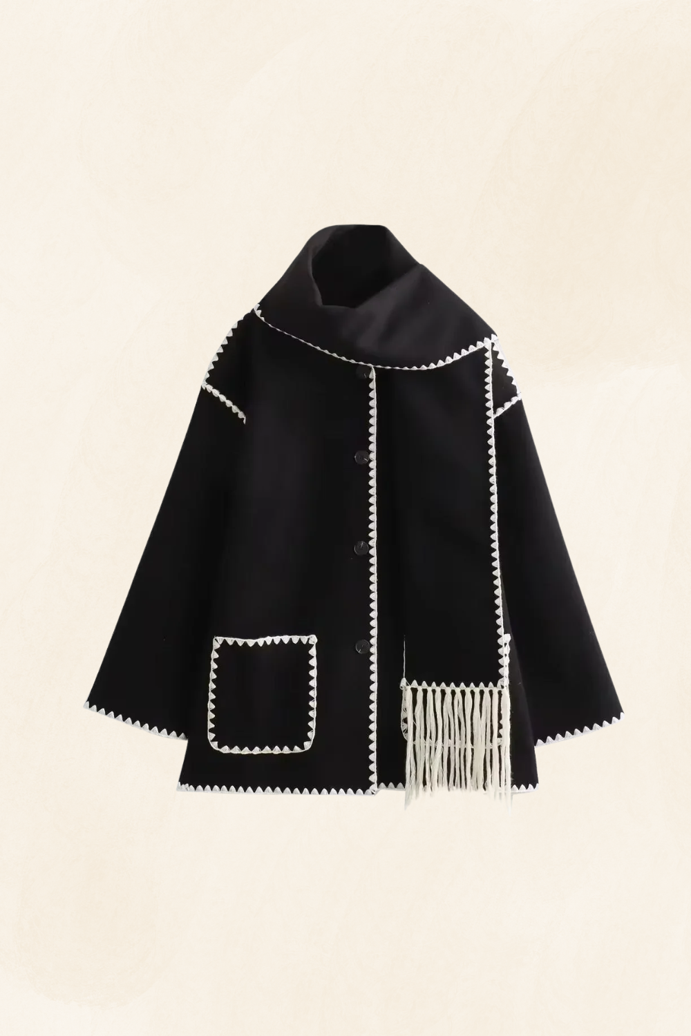 Roche Seraphine | Women's Wrapped Contrast Scarf Coat