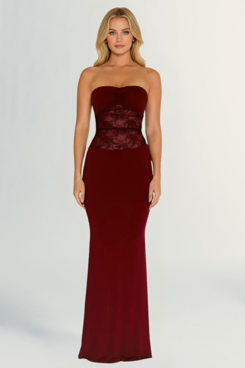 Amira | Women’s Strapless Lace Mermaid Maxi Dress