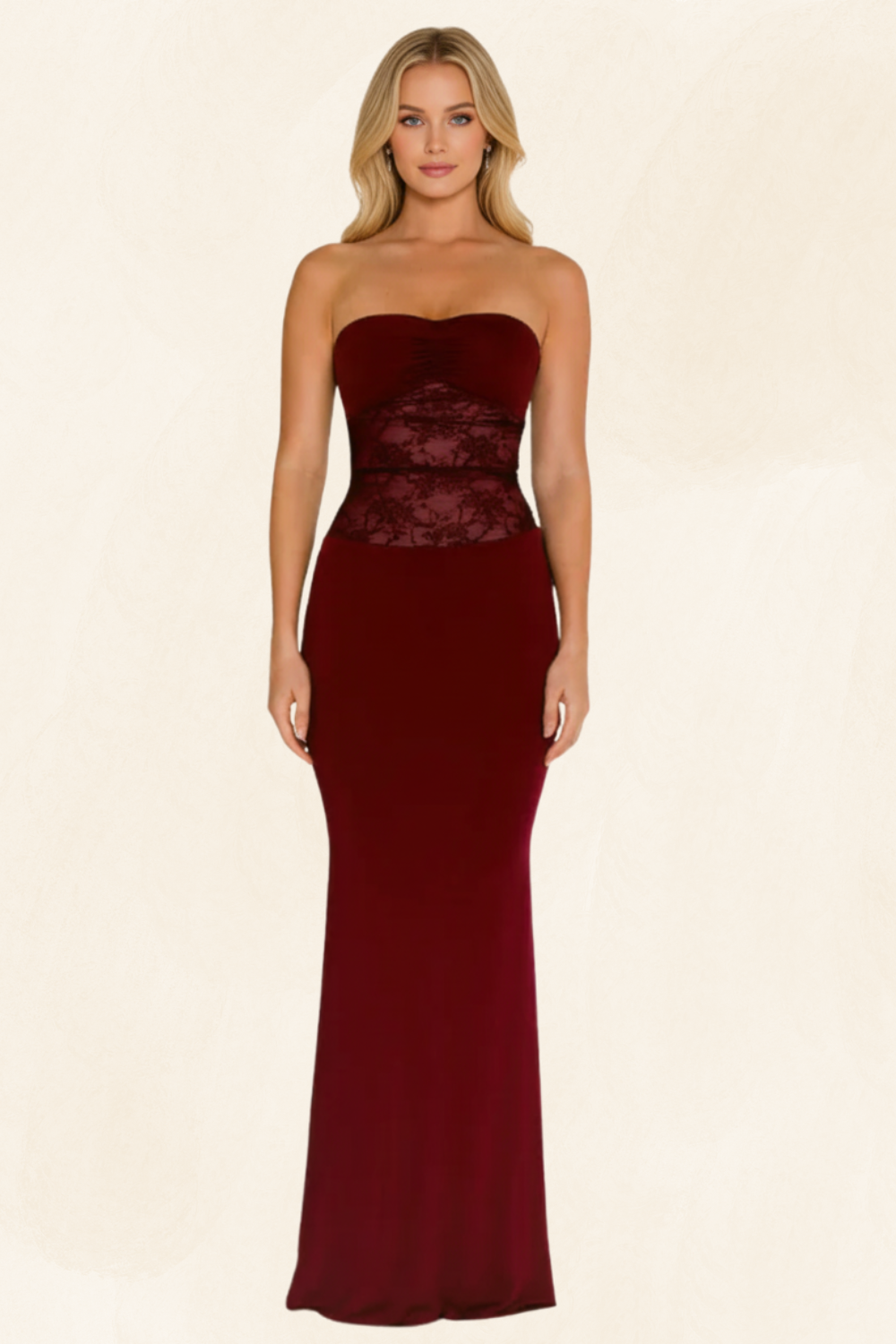 Amira | Women’s Strapless Lace Mermaid Maxi Dress