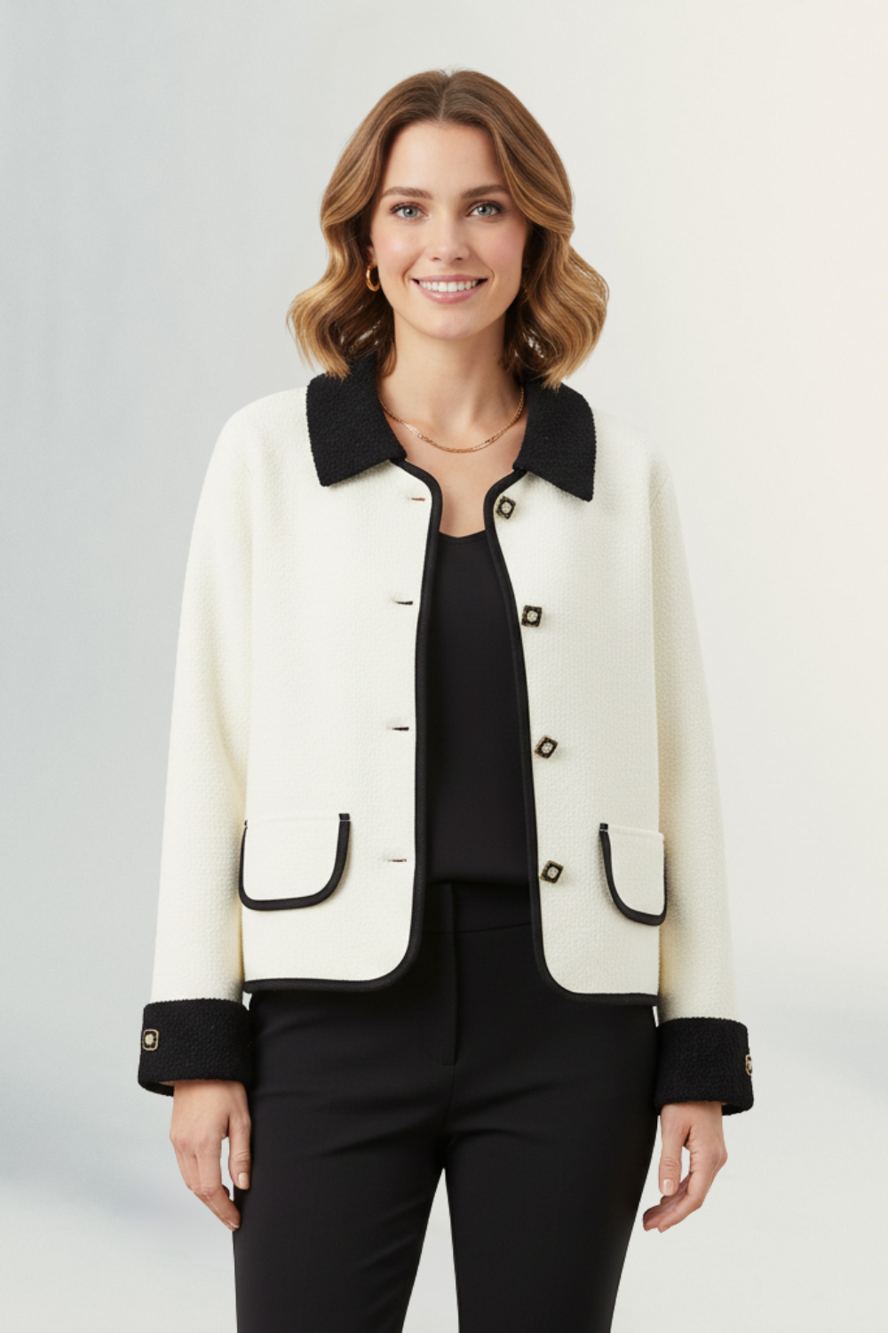 Clémence | Women’s Contrast-Trim Bouclé Blazer