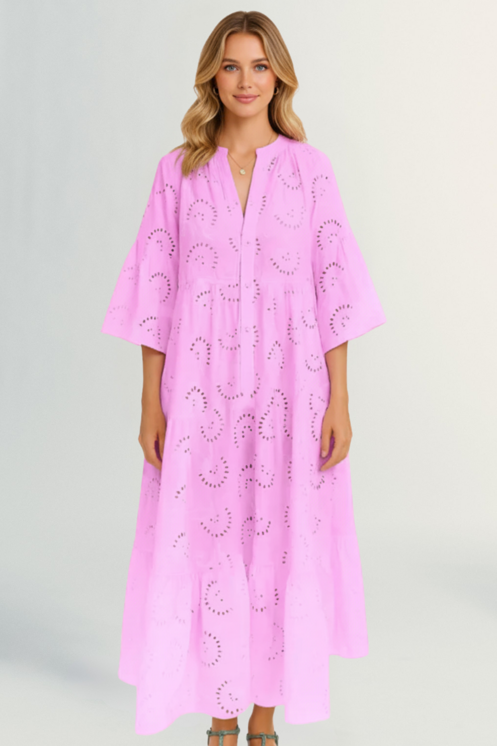 Léonie | Women’s Embroidered Cotton Maxi Dress