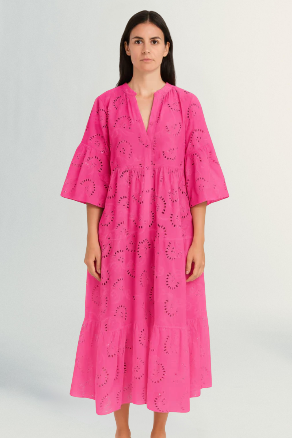 Léonie | Women’s Embroidered Cotton Maxi Dress