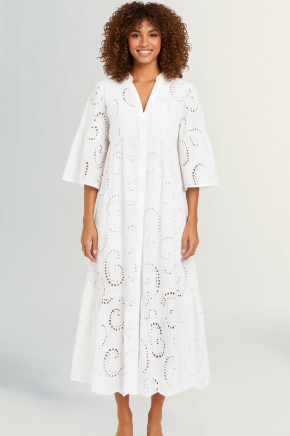 Léonie | Women’s Embroidered Cotton Maxi Dress