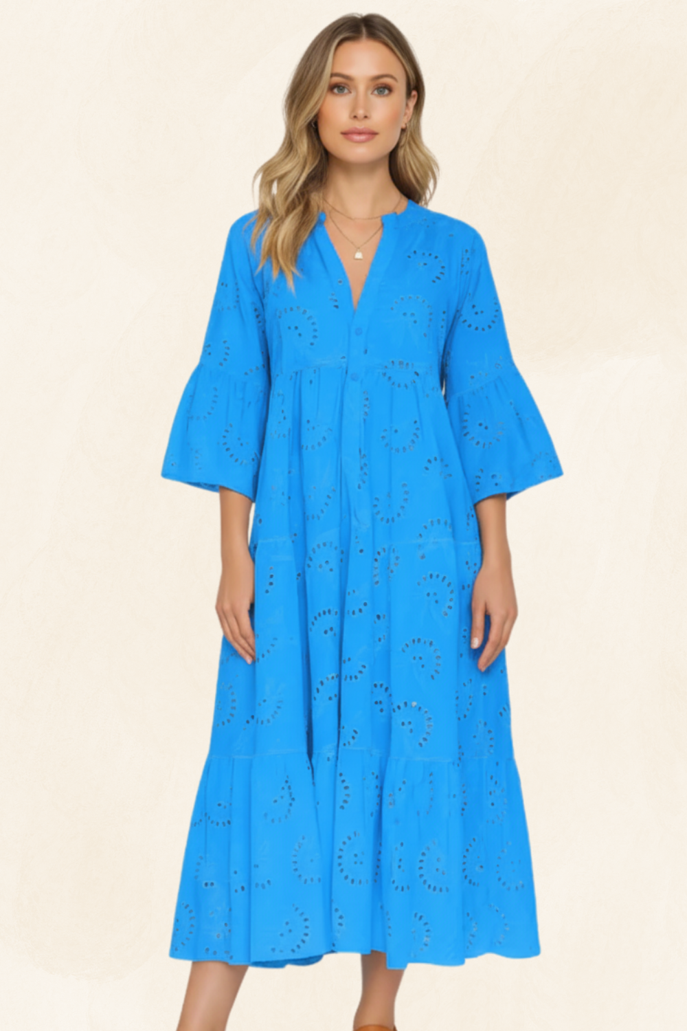 Léonie | Women’s Embroidered Cotton Maxi Dress
