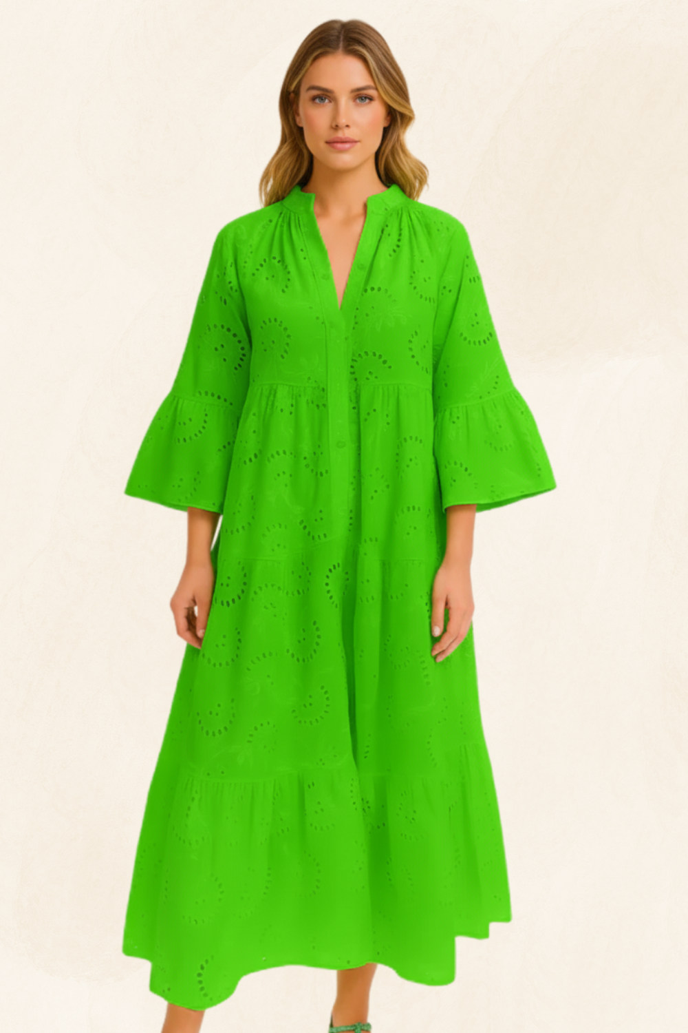 Léonie | Women’s Embroidered Cotton Maxi Dress