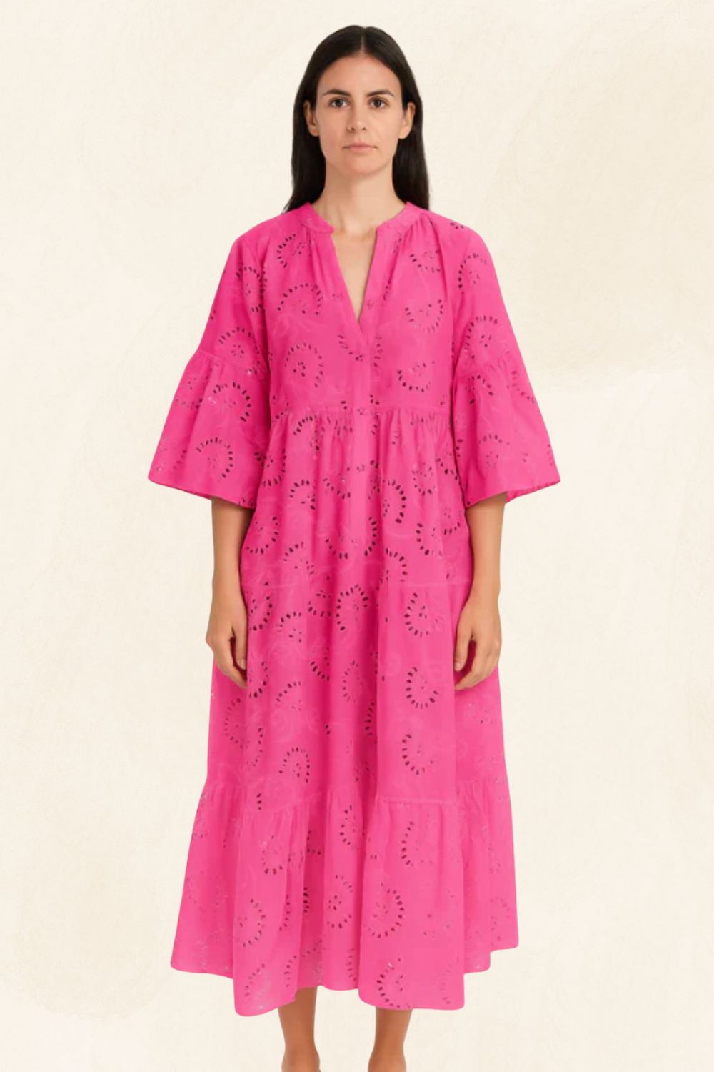 Léonie | Women’s Embroidered Cotton Maxi Dress