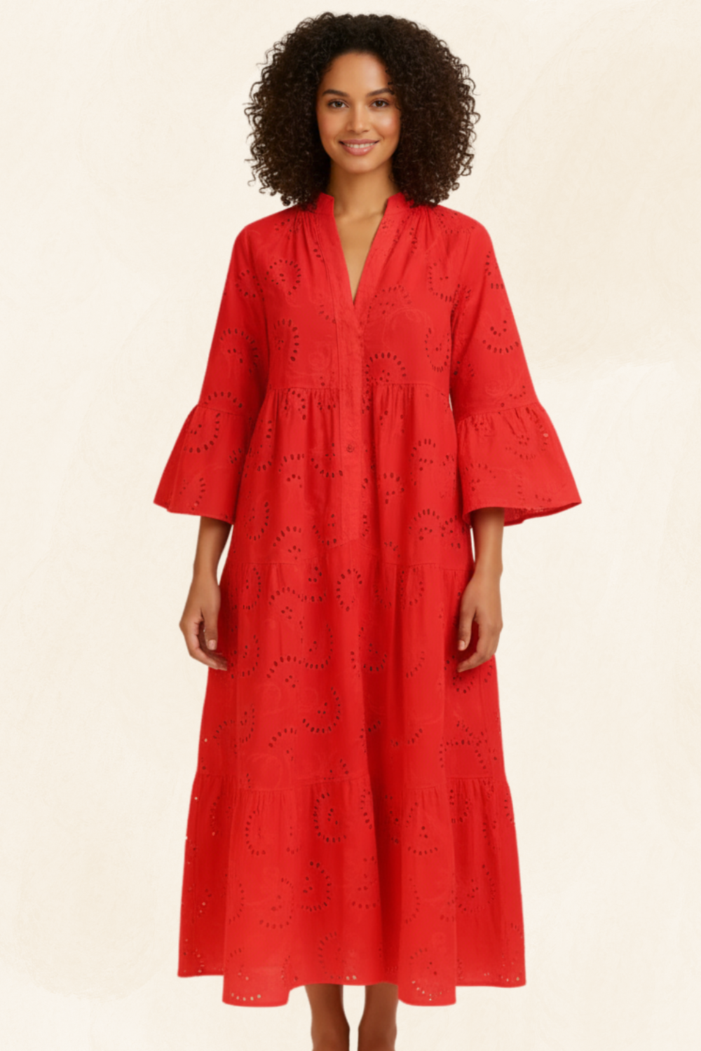 Léonie | Women’s Embroidered Cotton Maxi Dress
