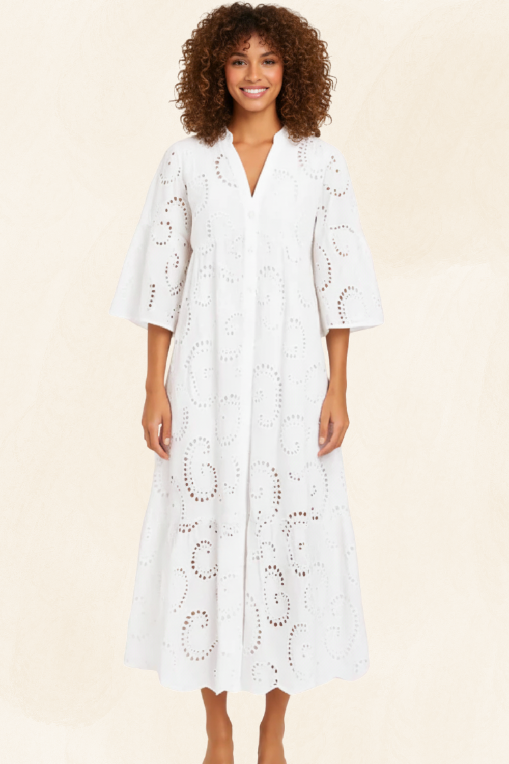 Léonie | Women’s Embroidered Cotton Maxi Dress