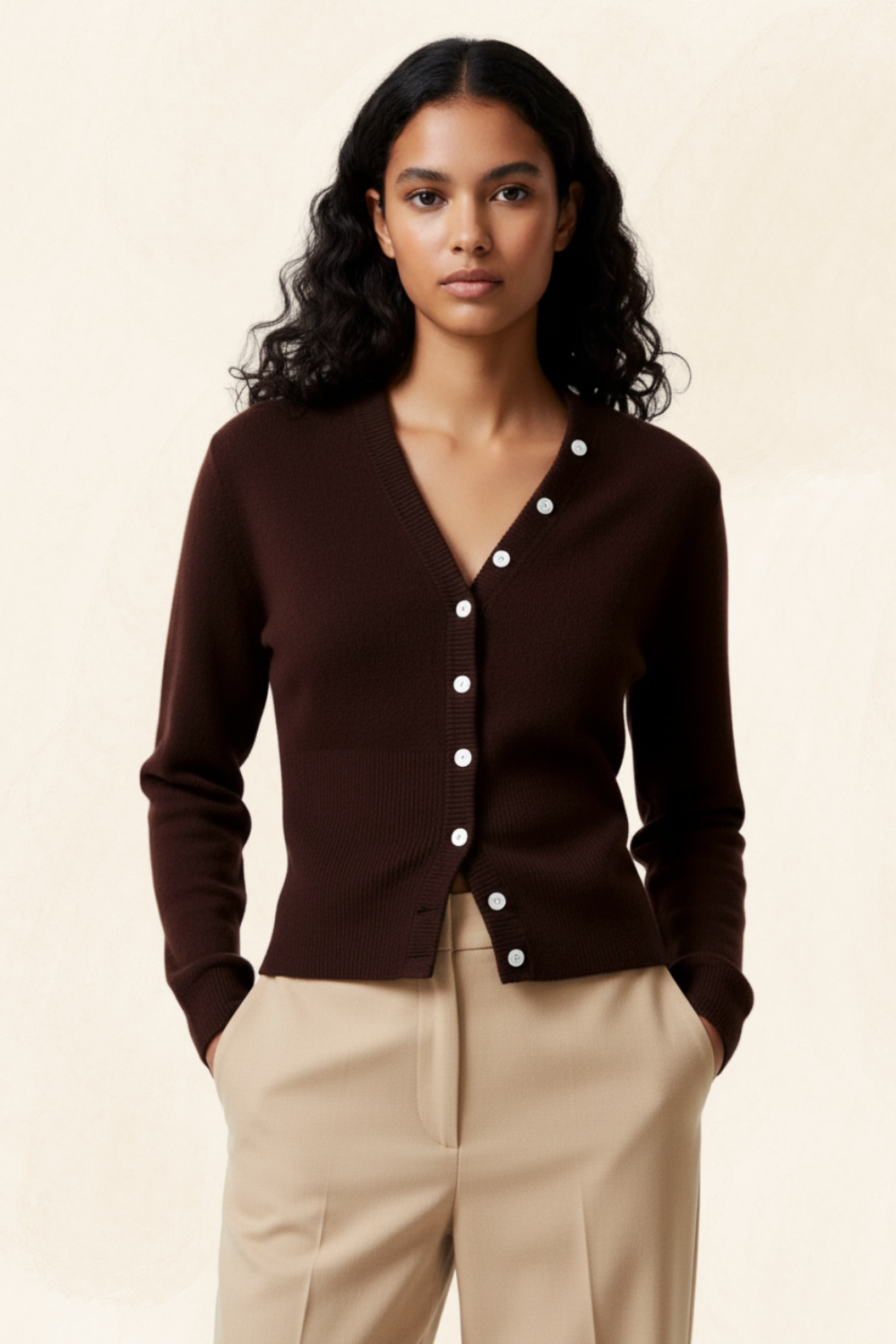 Marcelline | Women's Deep V-Neck Knit Cardigan