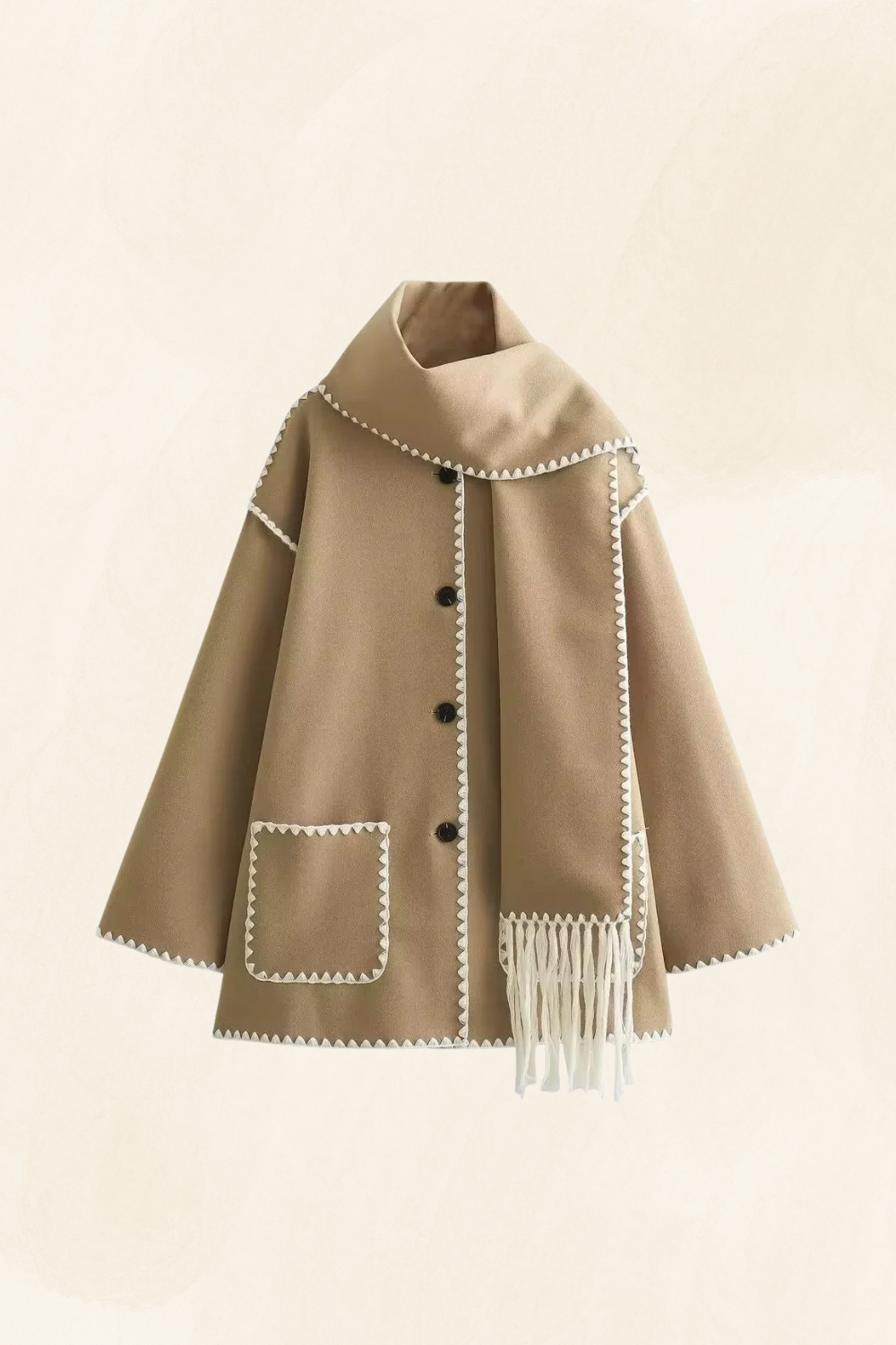 Roche Seraphine | Women's Wrapped Contrast Scarf Coat