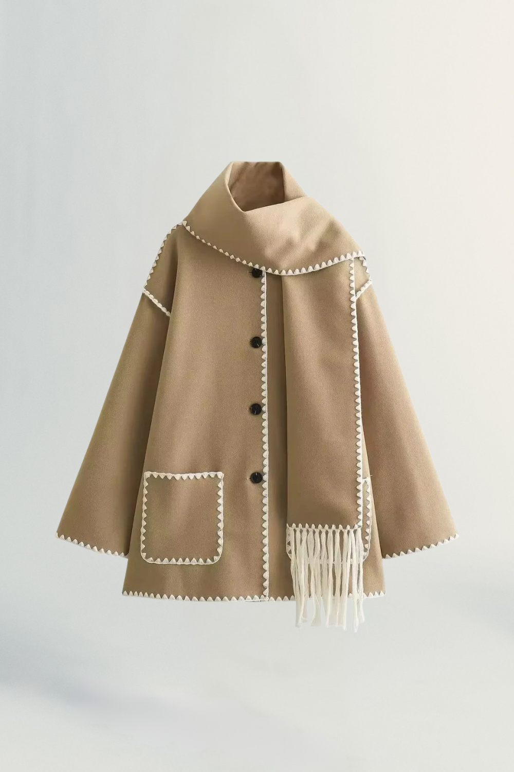 Roche Seraphine | Women's Wrapped Contrast Scarf Coat