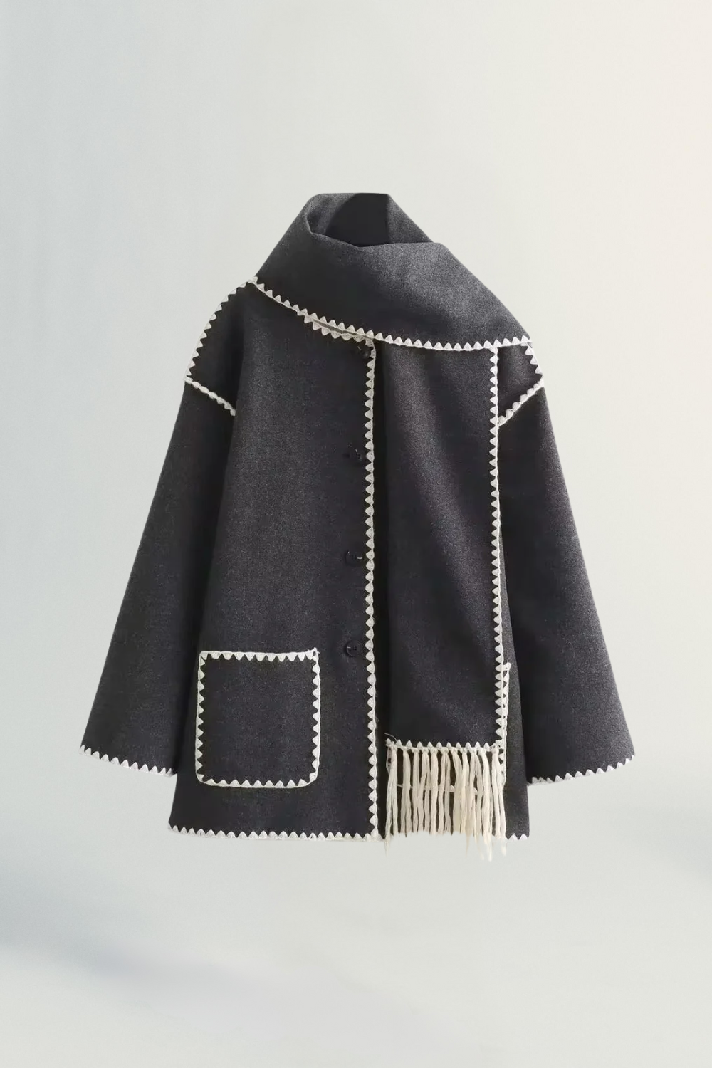 Roche Seraphine | Women's Wrapped Contrast Scarf Coat