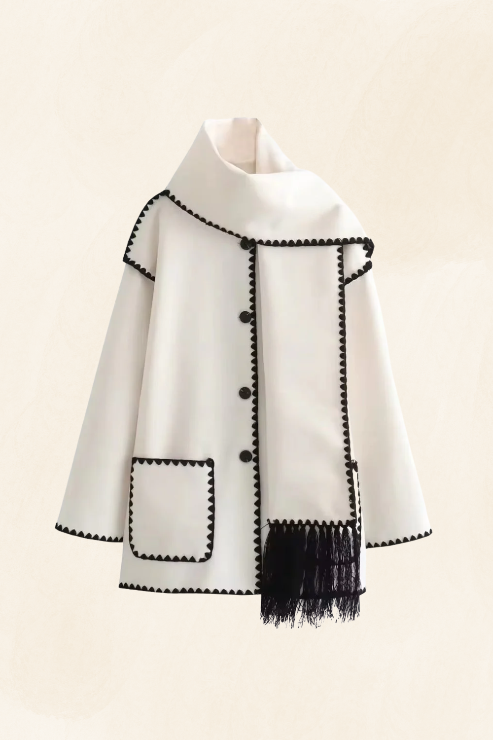 Roche Seraphine | Women's Wrapped Contrast Scarf Coat