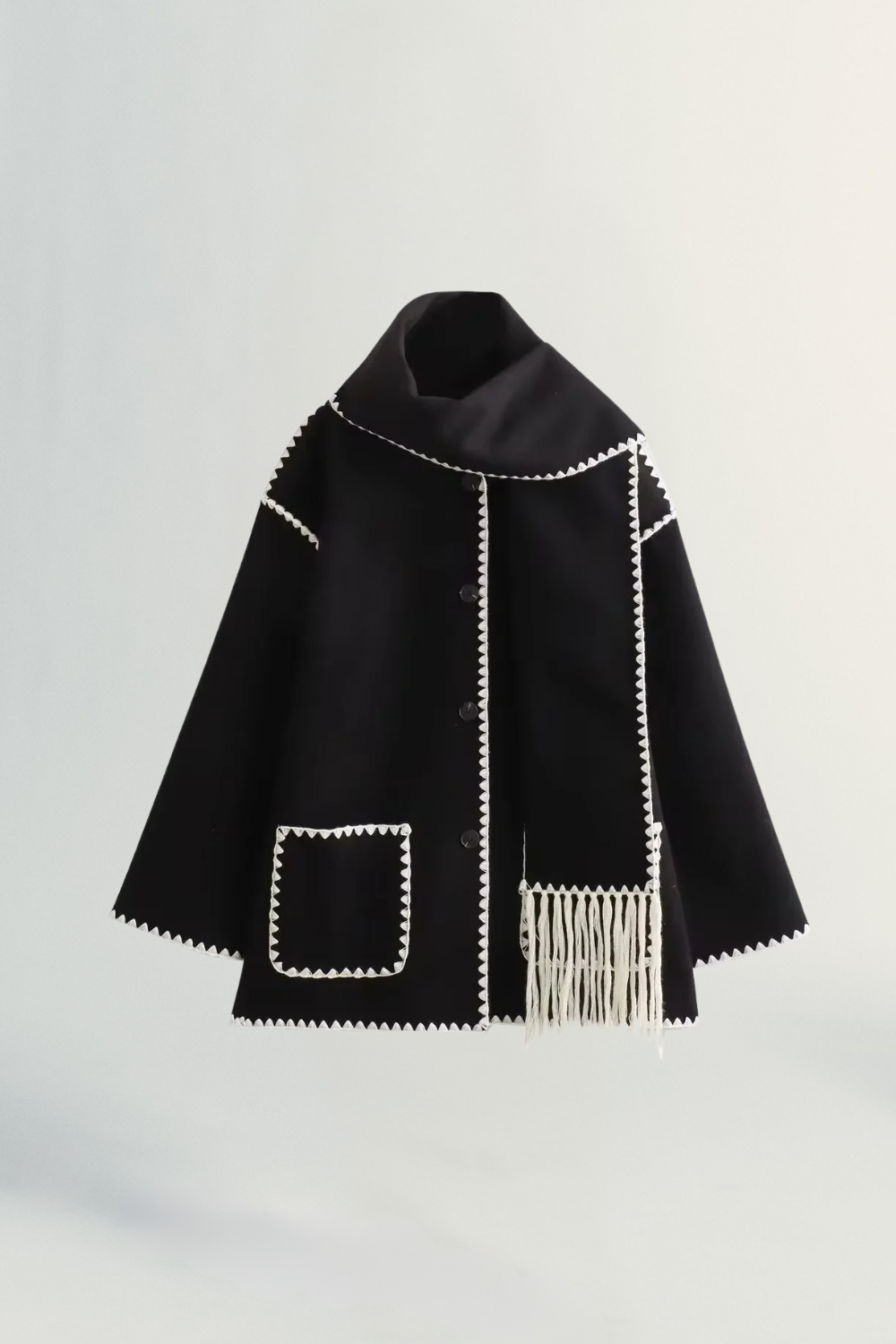 Roche Seraphine | Women's Wrapped Contrast Scarf Coat